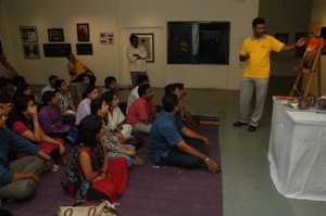 Shrikant Kadam having a dialogue with audience at Artfest 09, Indiaart Gallery